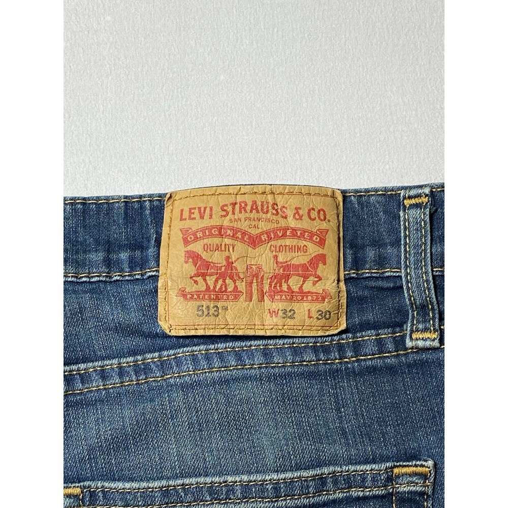 Levis 513 Jeans Mens 32x30 Slim Straight Stretch Blue Denim Medium Wash - Picture 5 of 10